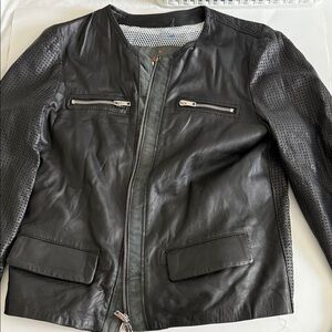 Giorgio Brato Black Leather Jacket with Mesh Lining